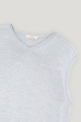 LIGHT GRAY MARINO SLEEVELESS SWEATER