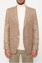 BROWN SLIM-FIT MICRO STRUCTURE BLAZZER