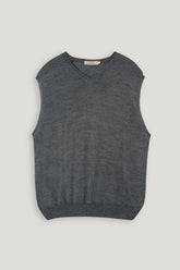 DARK GREY MARINO SLEEVELESS SWEATER