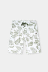 WHITE PRINTED TERRY 5 POCKET CROSS CARGO SHORT