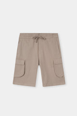 L-BROWN TERRY 5 POCKET ZIP CARGO SHORT