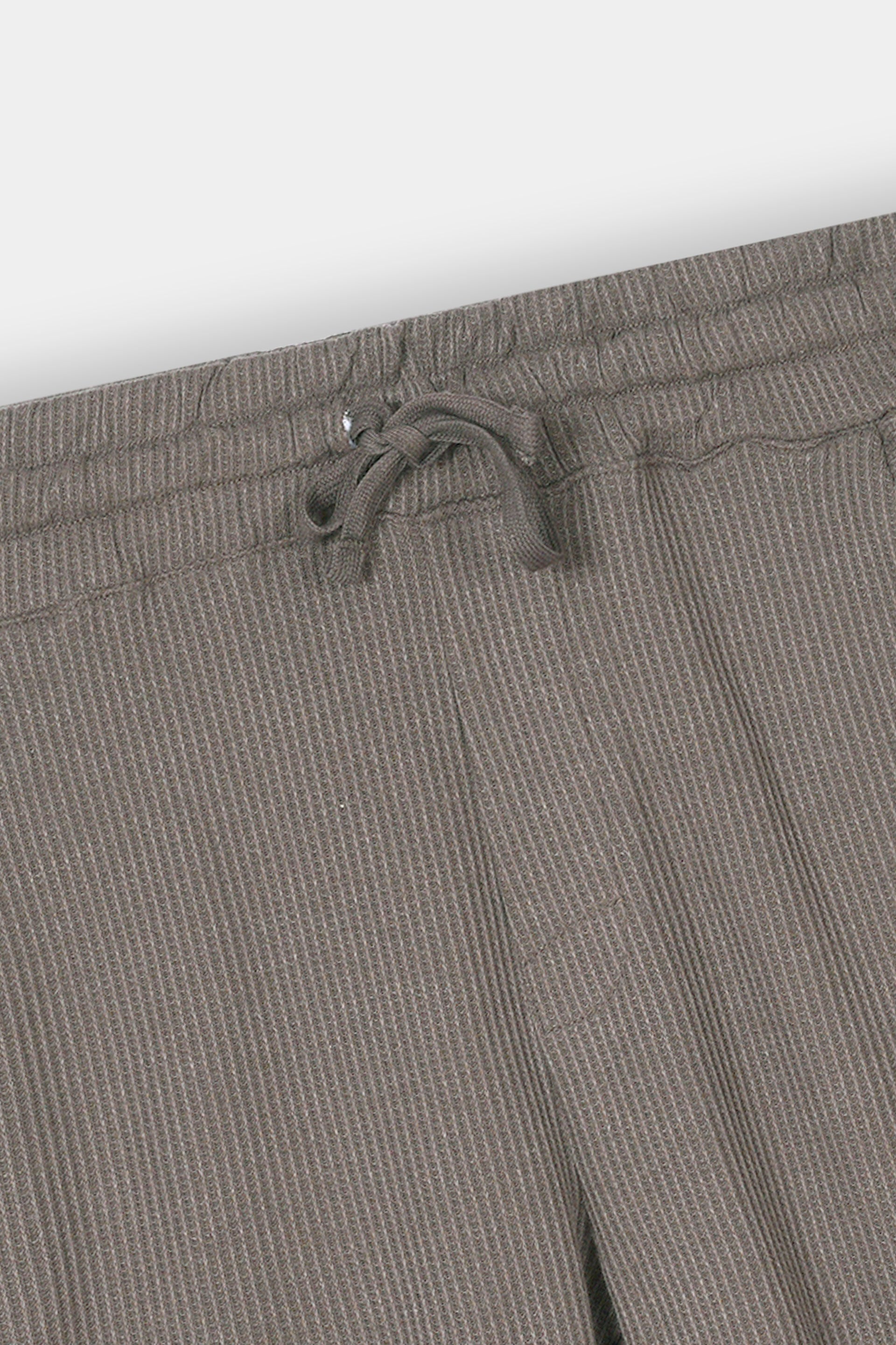 L-BROWN WAFFLE KNIT CROSS POCKET SHORT