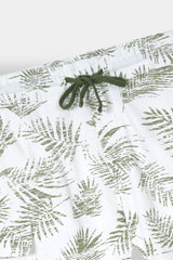 WHITE PRINTED TERRY 5 POCKET CROSS CARGO SHORT