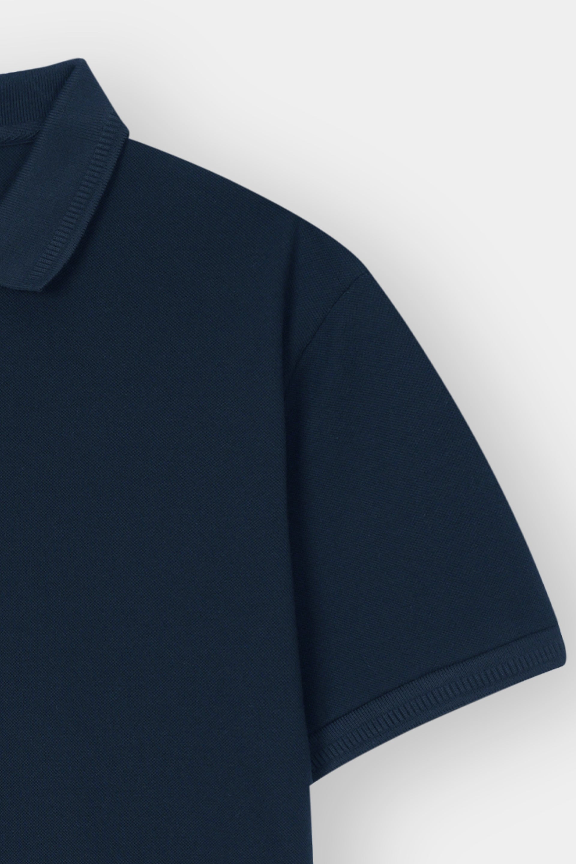 NAVY PIQUE ZIP POLO SHIRT