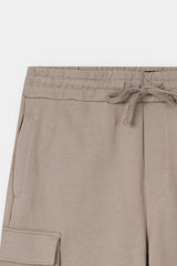 L-BROWN TERRY 5 POCKET ZIP CARGO SHORT