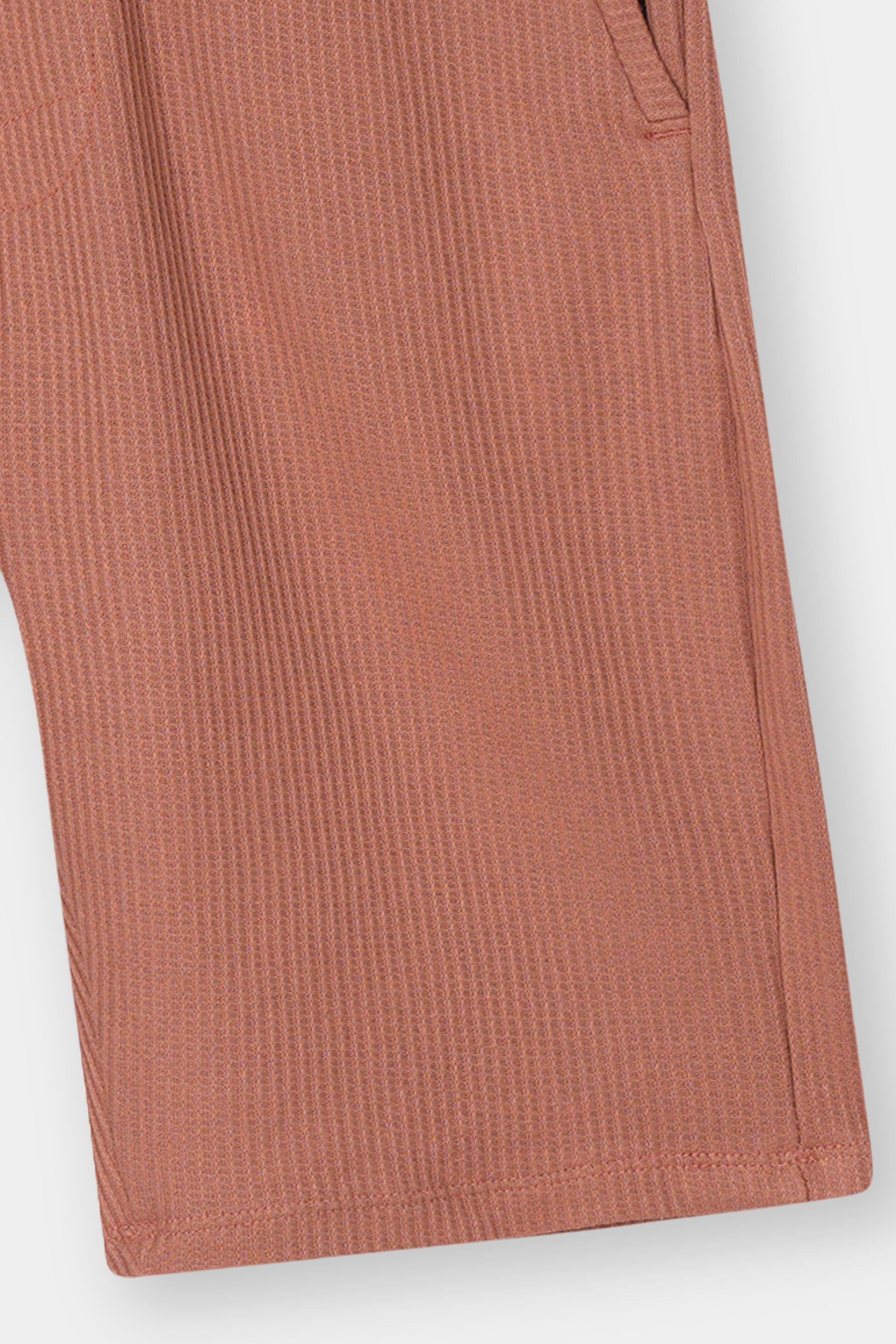 RUST WAFFLE KNIT CROSS POCKET SHORT