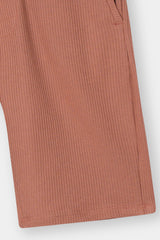 RUST WAFFLE KNIT CROSS POCKET SHORT