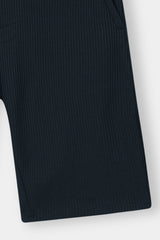 BLACK WAFFLE KNIT CROSS POCKET SHORT