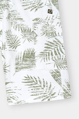 WHITE PRINTED TERRY 5 POCKET CROSS CARGO SHORT