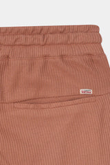 RUST WAFFLE KNIT CROSS POCKET SHORT