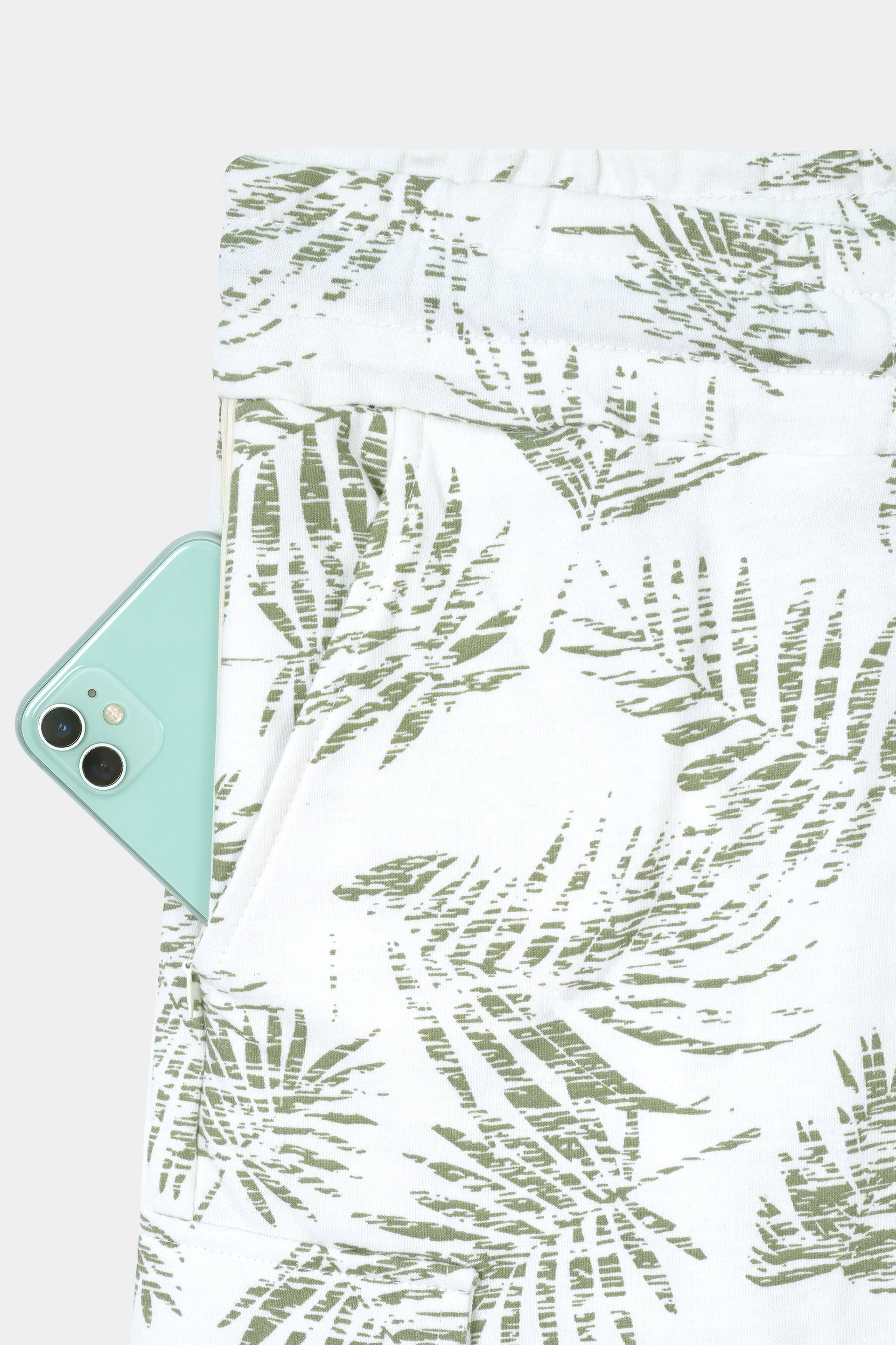 WHITE PRINTED TERRY 5 POCKET CROSS CARGO SHORT