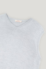 LIGHT GRAY MARINO SLEEVELESS SWEATER