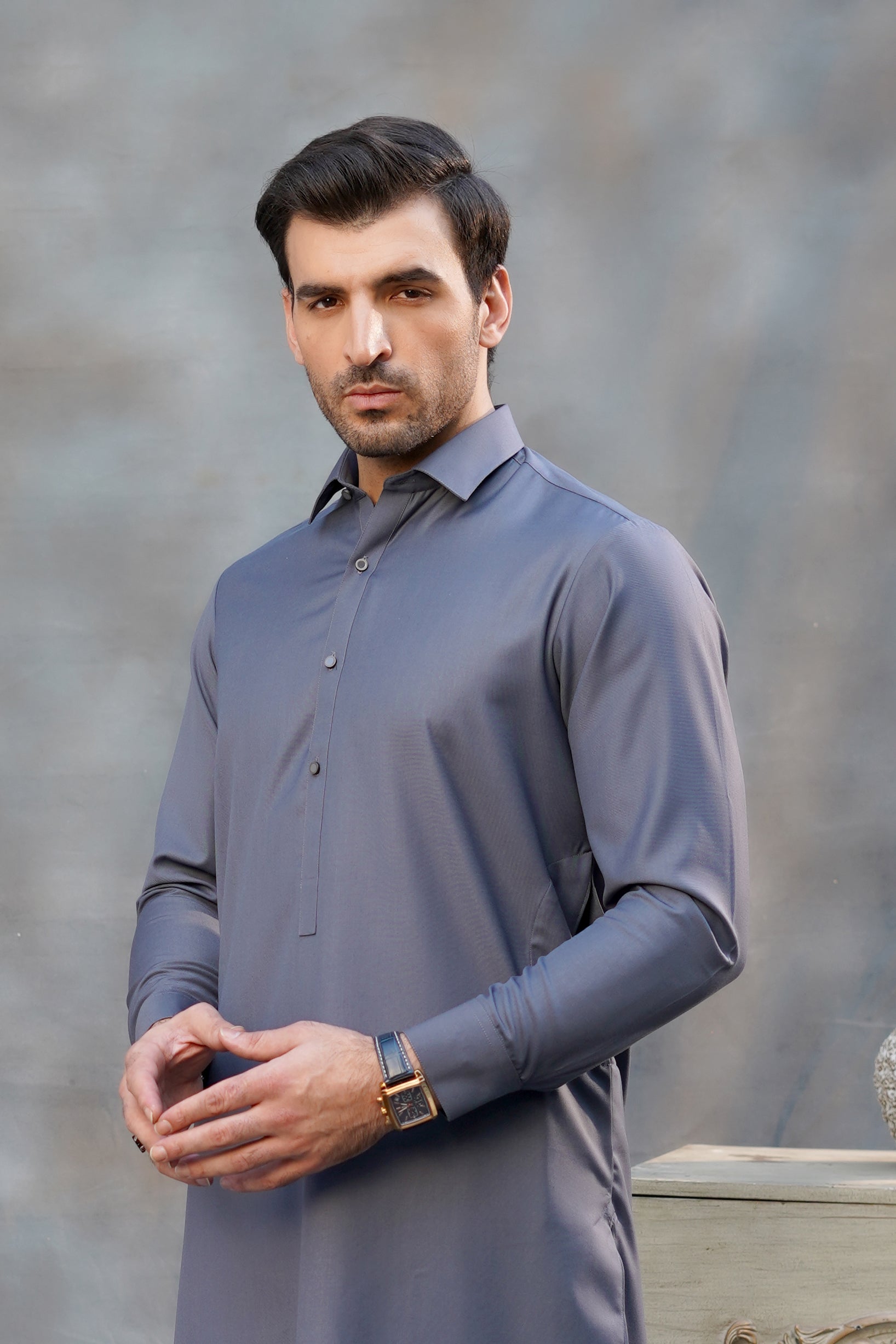 GRAY PLAIN KAMEEZ SHALWAR