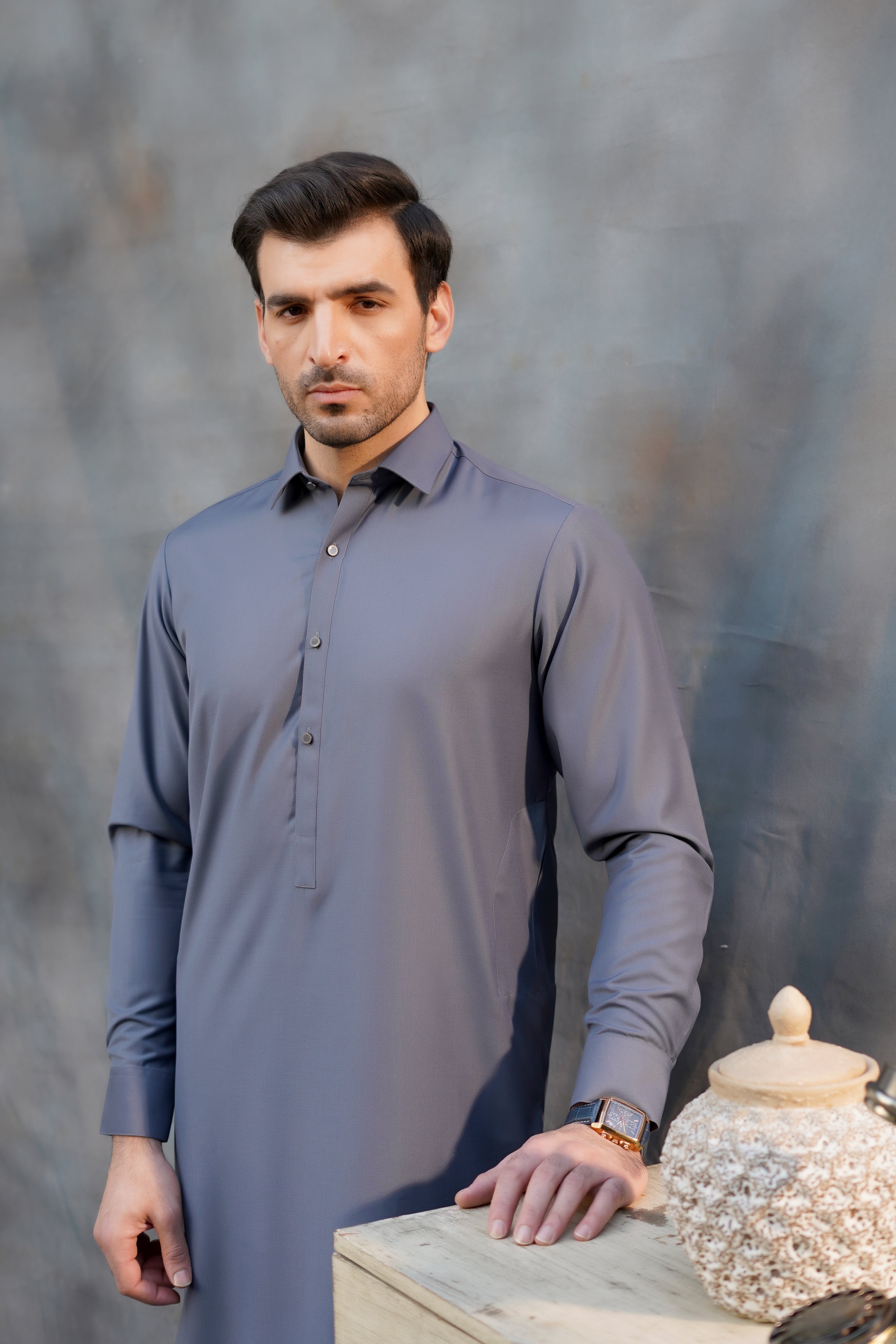 GRAY PLAIN KAMEEZ SHALWAR