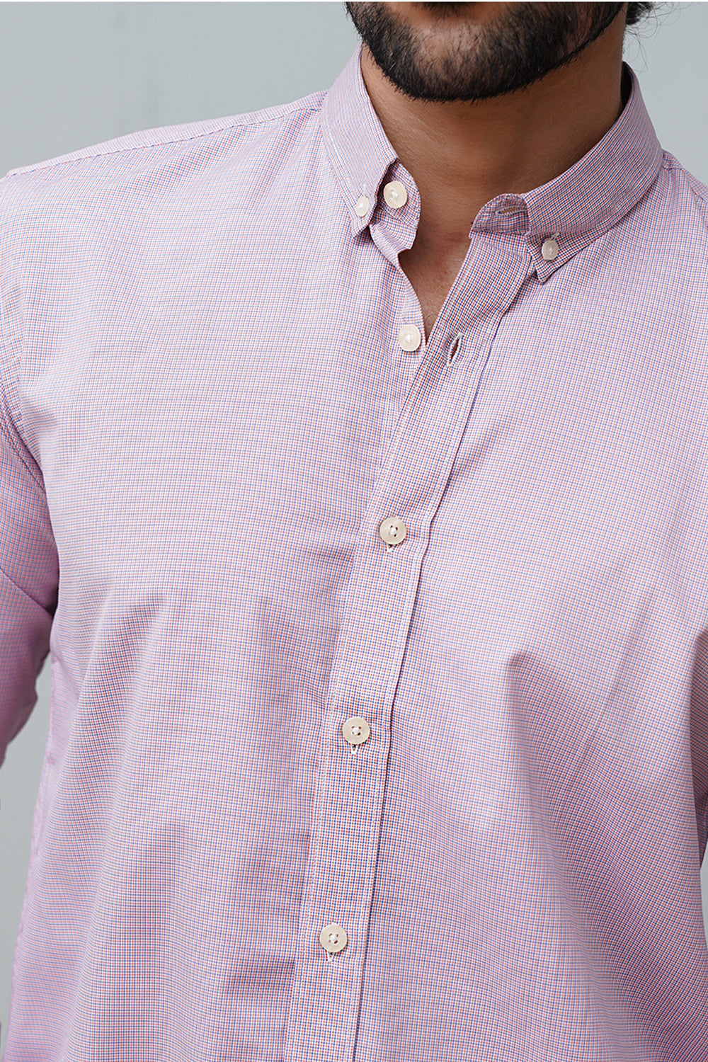 Check Pink Button Down Casual Shirt