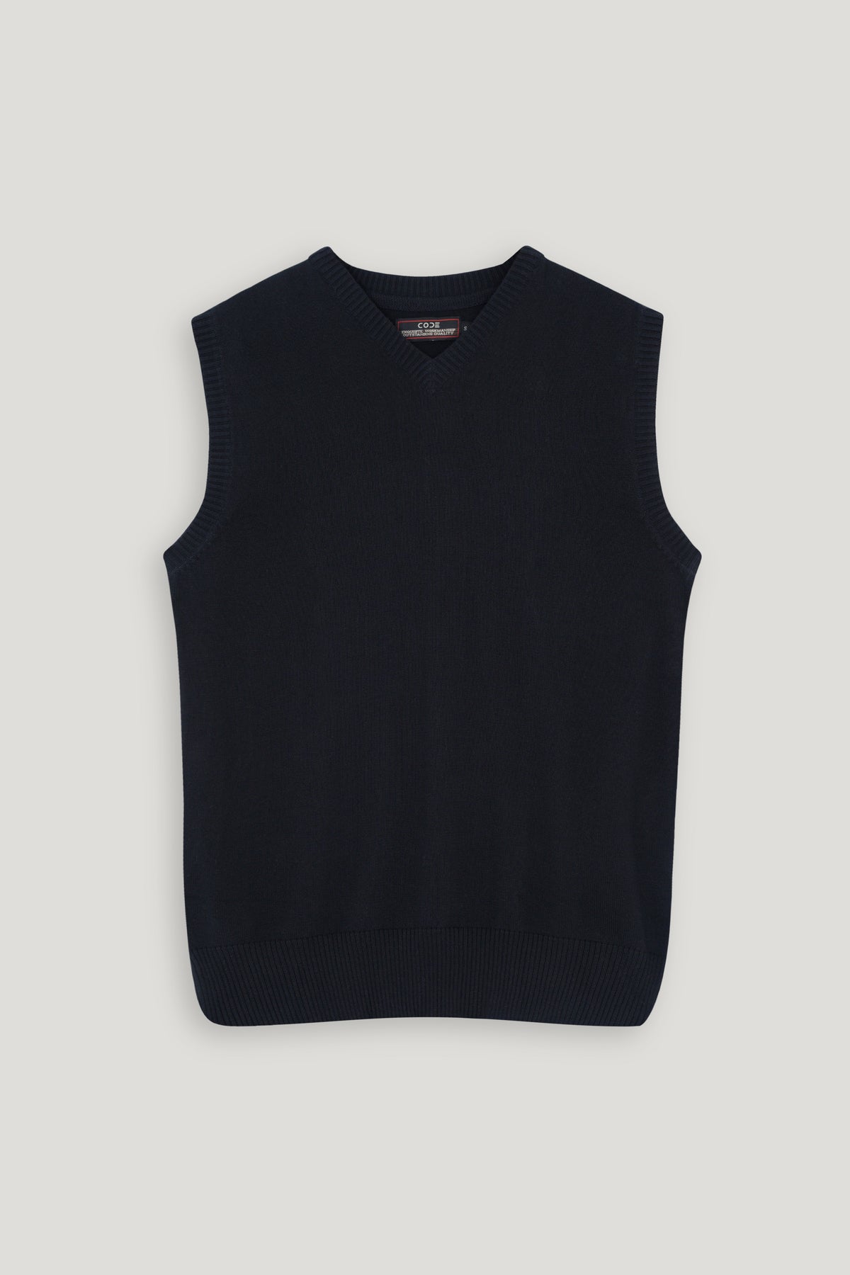 NAVY MARINO SLEEVELESS SWEATER