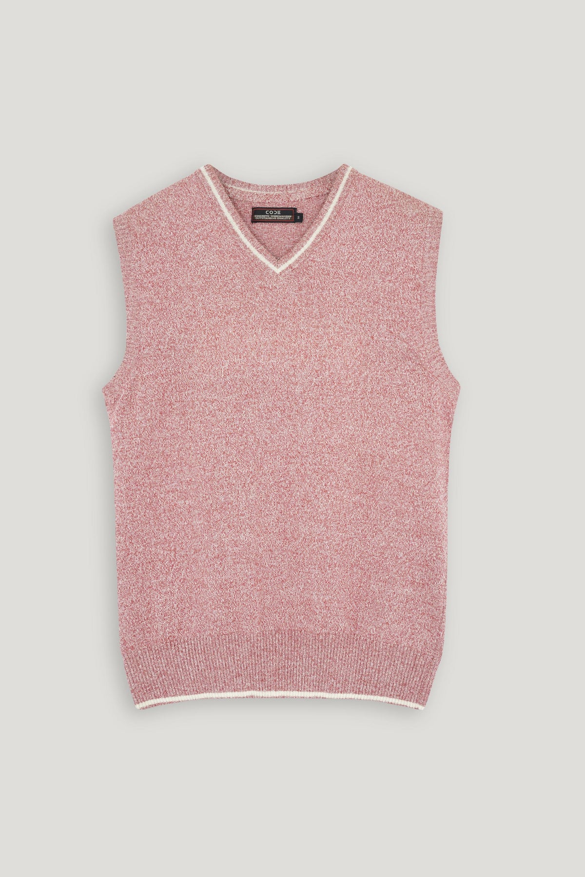 TEXTURED PINK MARINO SLEEVELESS SWEATER