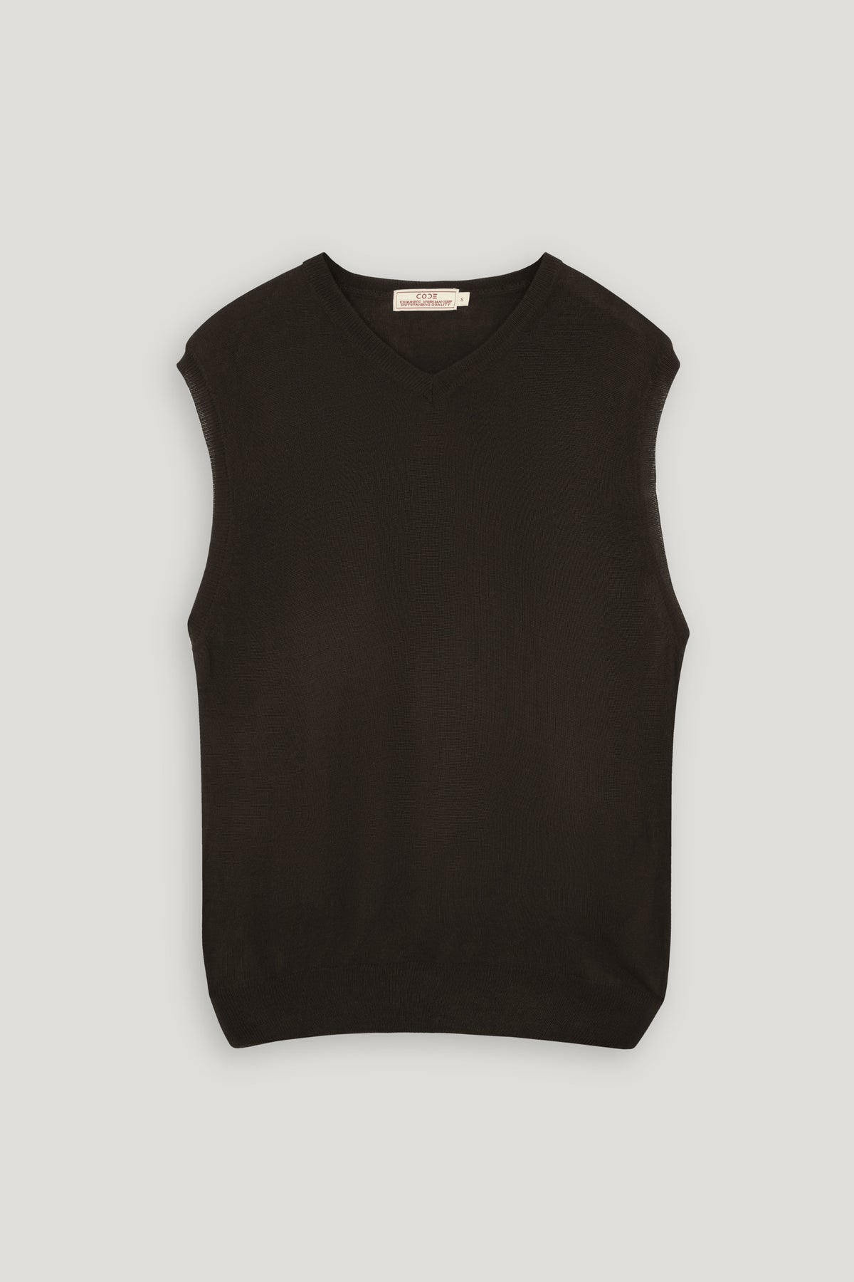 DARK BROWN MARINO SLEEVELESS SWEATER