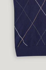 DARK BLUE MARINO SLEEVELESS SWEATER