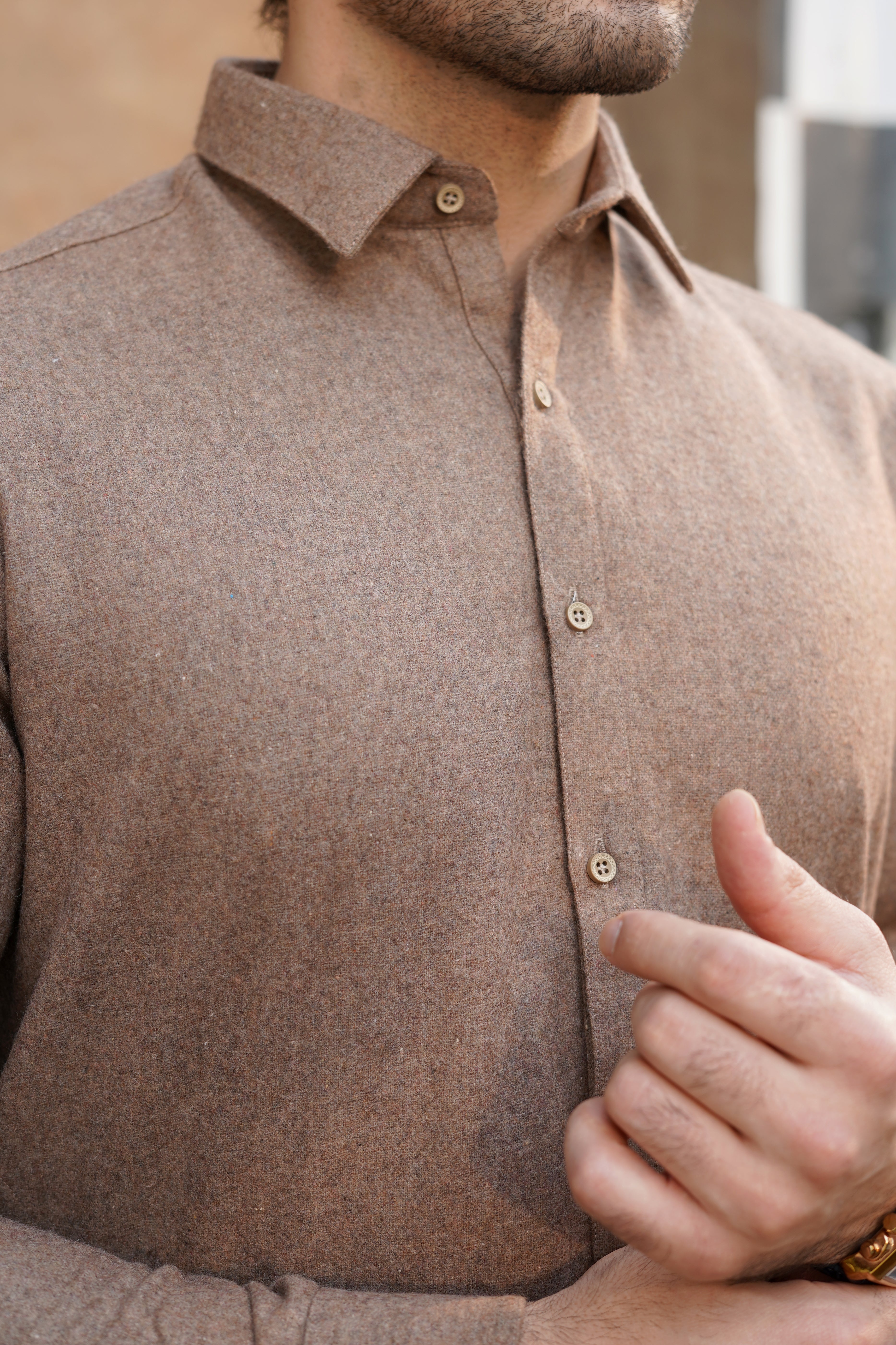 BROWN WOOL PLAIN KAMEEZ SHALWAR