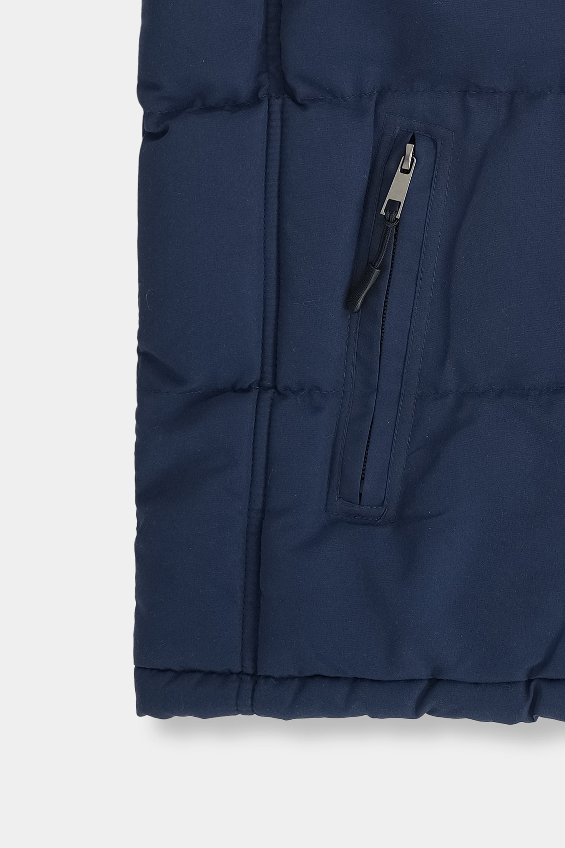 NAVY DOUBLE SIDED SLEEVLESS PUFFER JACKET