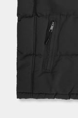 BLACK DOUBLE SIDED SLEEVELESS PUFFER JACKET