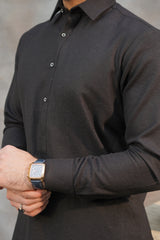 BLACK PLAIN WOOL KAMEEZ SHALWAR