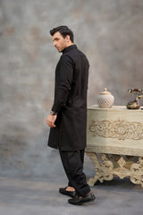 BLACK PLAIN WOOL KAMEEZ SHALWAR