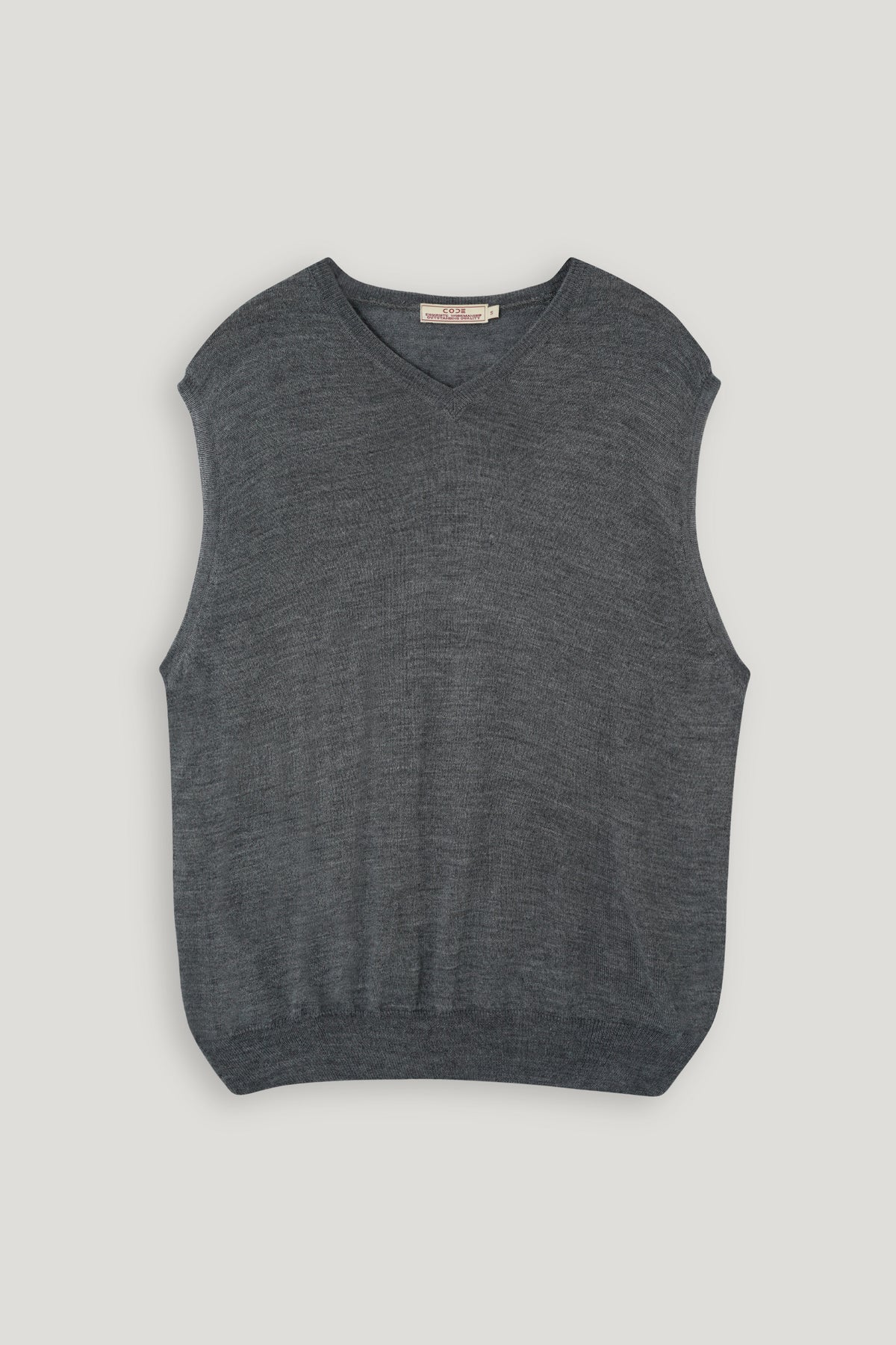 DARK GREY MARINO SLEEVELESS SWEATER