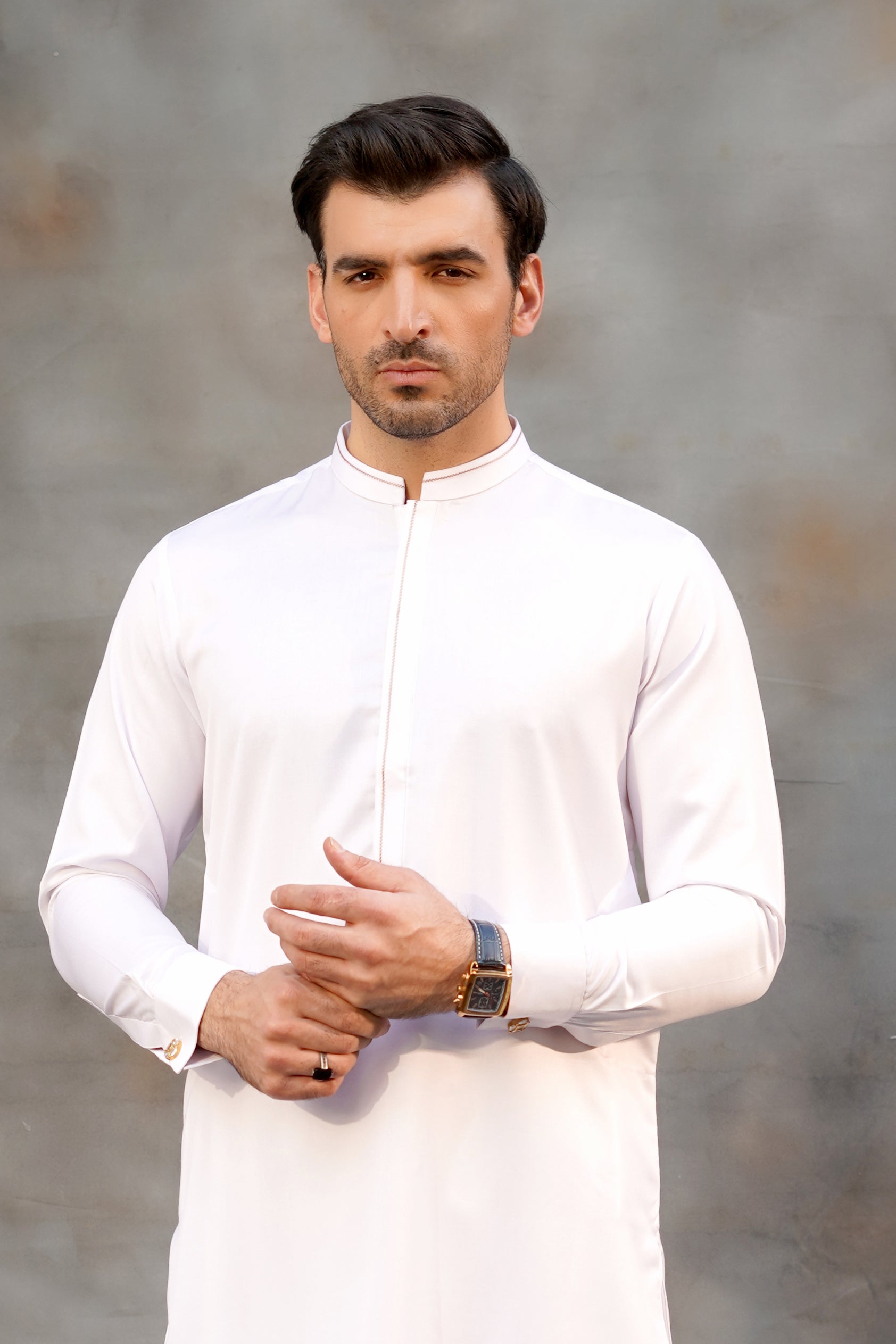 WHITE EMBROIDED BANNED KAMEEZ SHALWAR