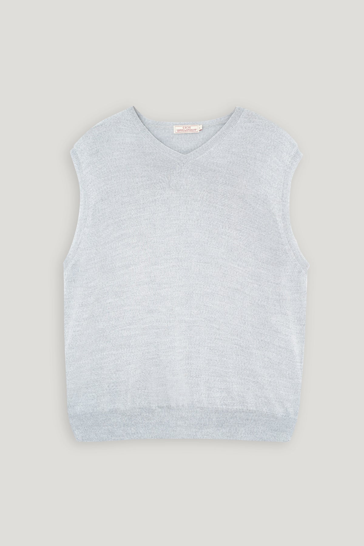 LIGHT GRAY MARINO SLEEVELESS SWEATER