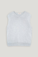 LIGHT GRAY MARINO SLEEVELESS SWEATER