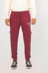 RED TERRY CUFF CARGO TROUSER