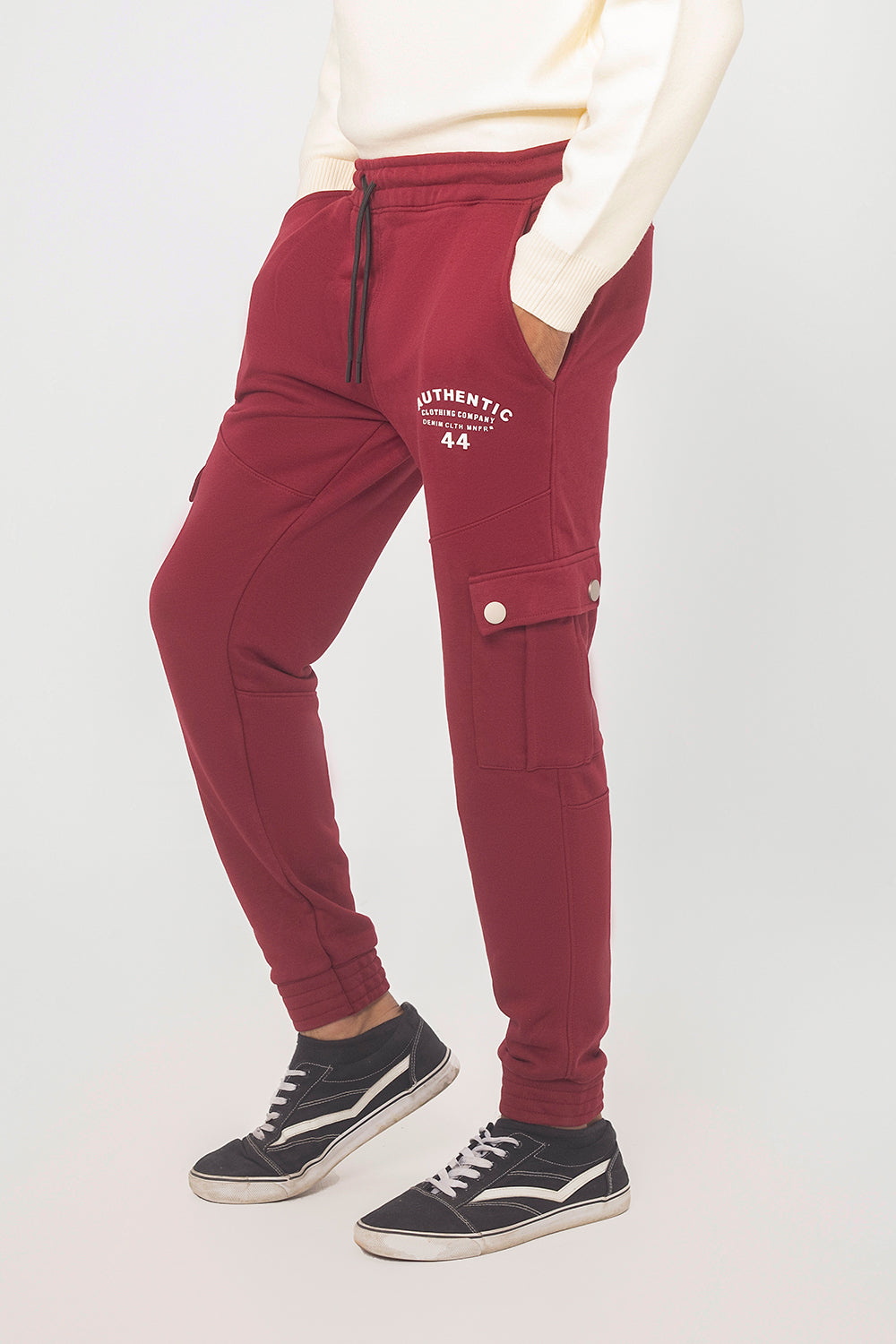 RED TERRY CUFF CARGO TROUSER