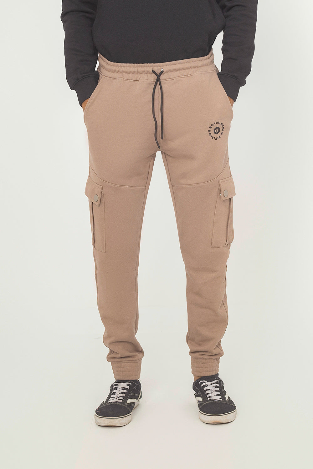 BROWN TERRY CUFF CARGO TROUSER