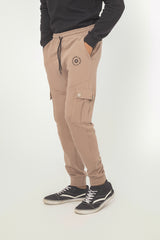 BROWN TERRY CUFF CARGO TROUSER