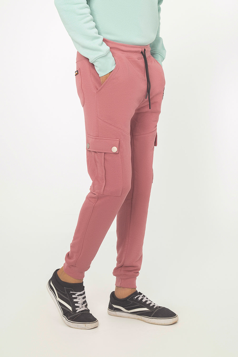 LIGHT PINK TERRY CUFF CARGO TROUSER