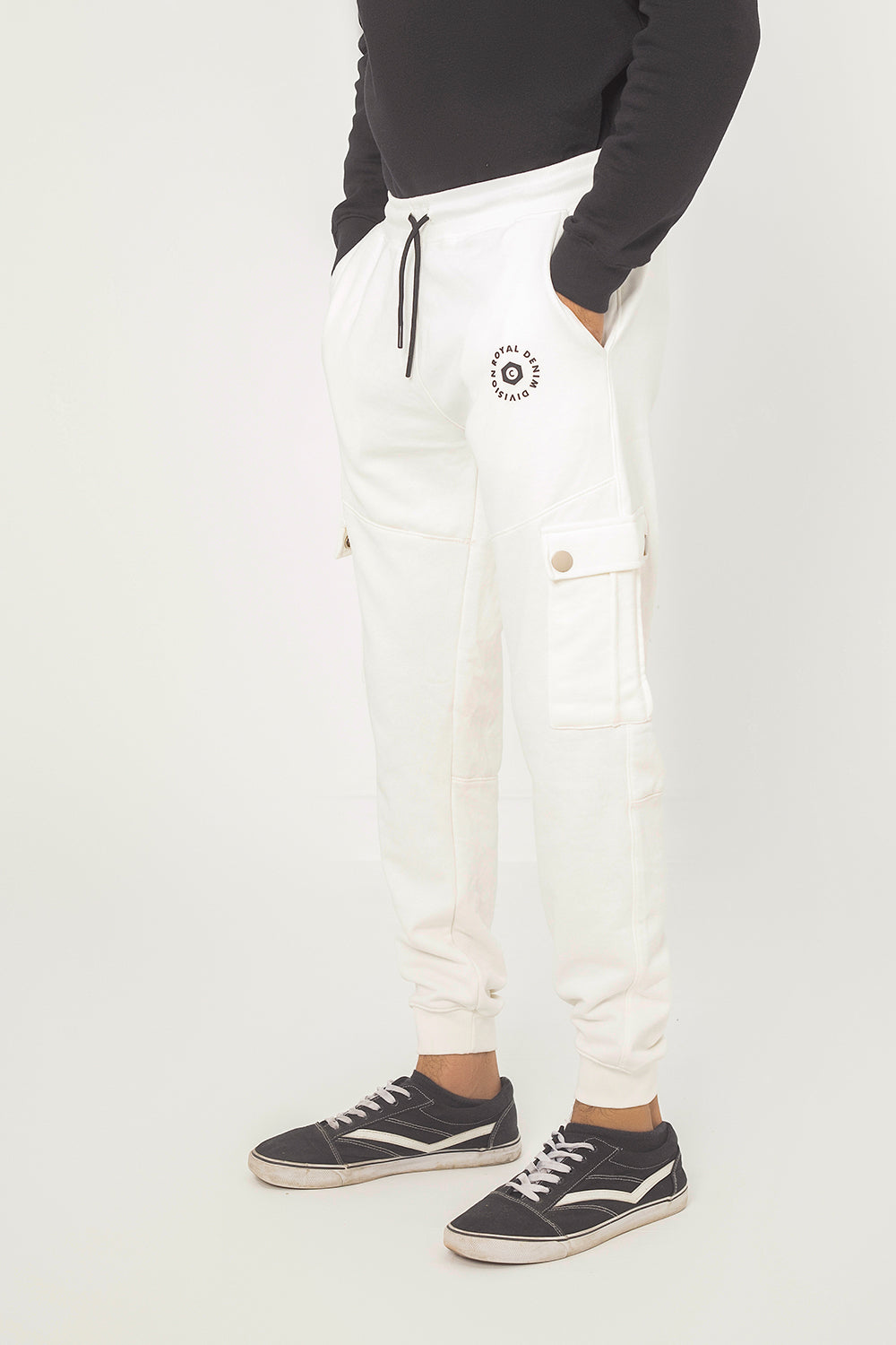 WHITE TERRY CUFF CARGO TROUSER