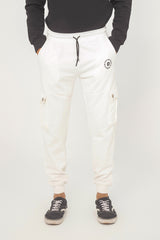 WHITE TERRY CUFF CARGO TROUSER