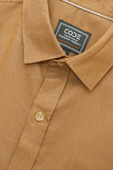 Brown Denim Plain Casual Shirt