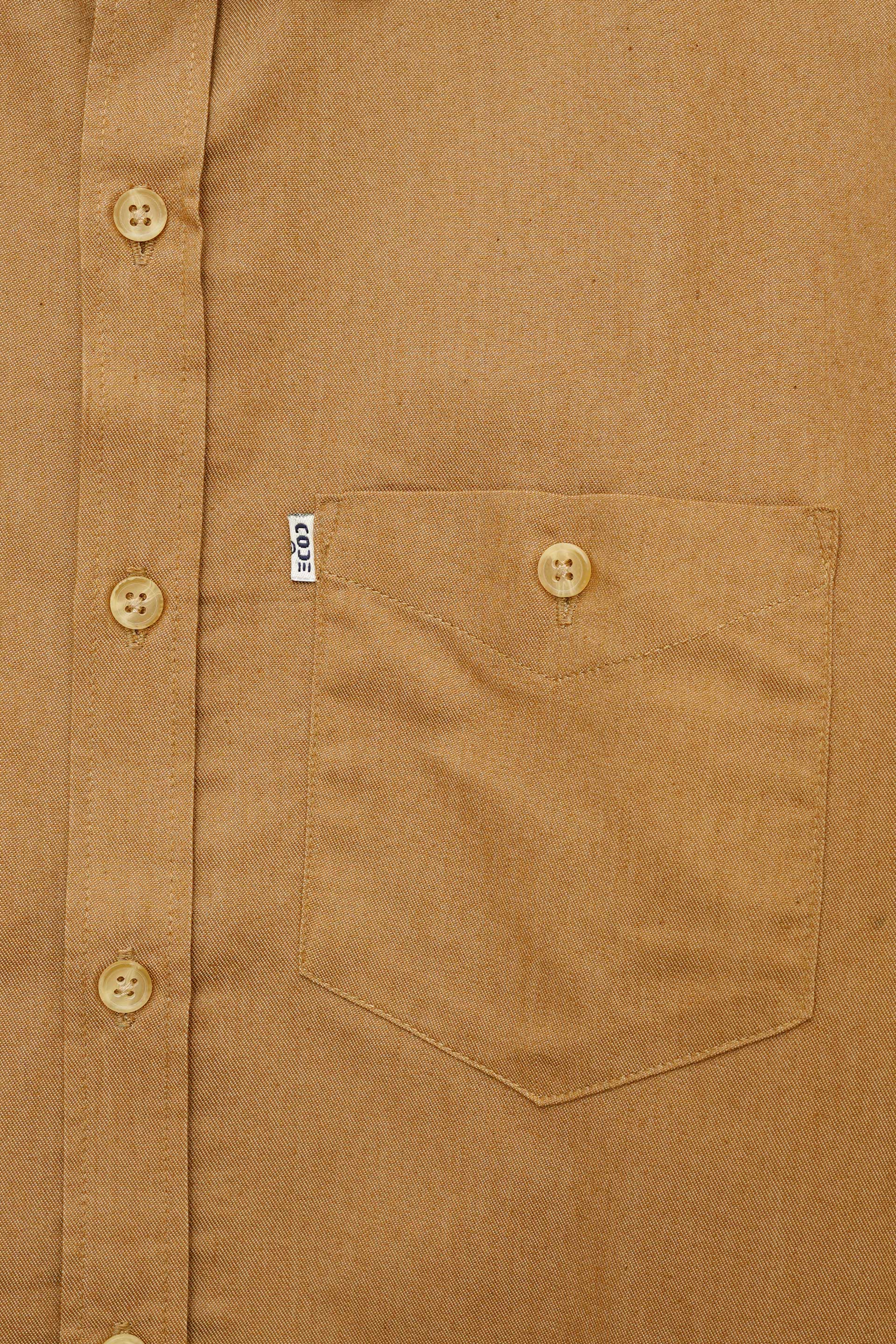 Brown Denim Plain Casual Shirt