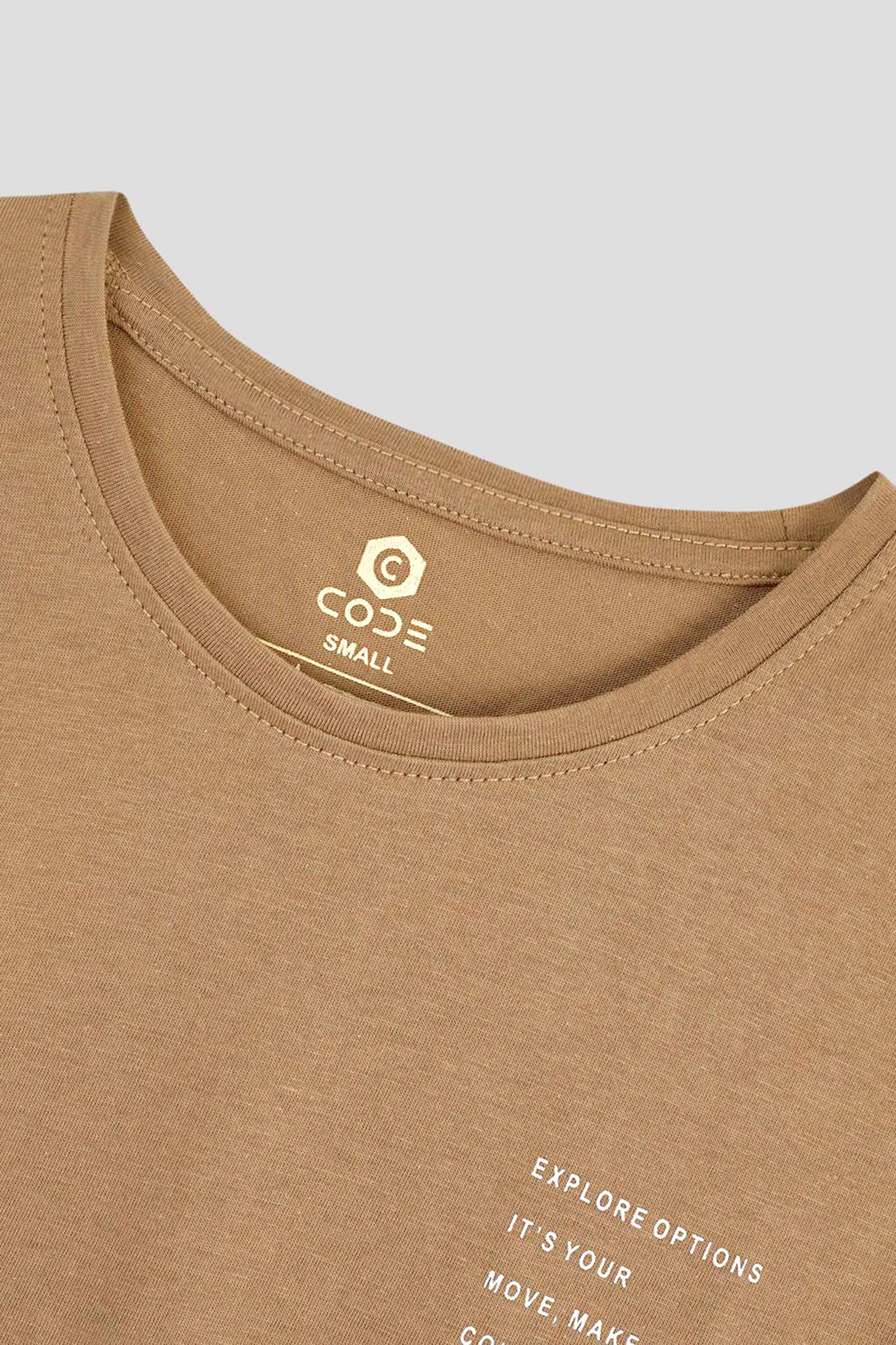 BEIGE PRINTED T-SHIRT