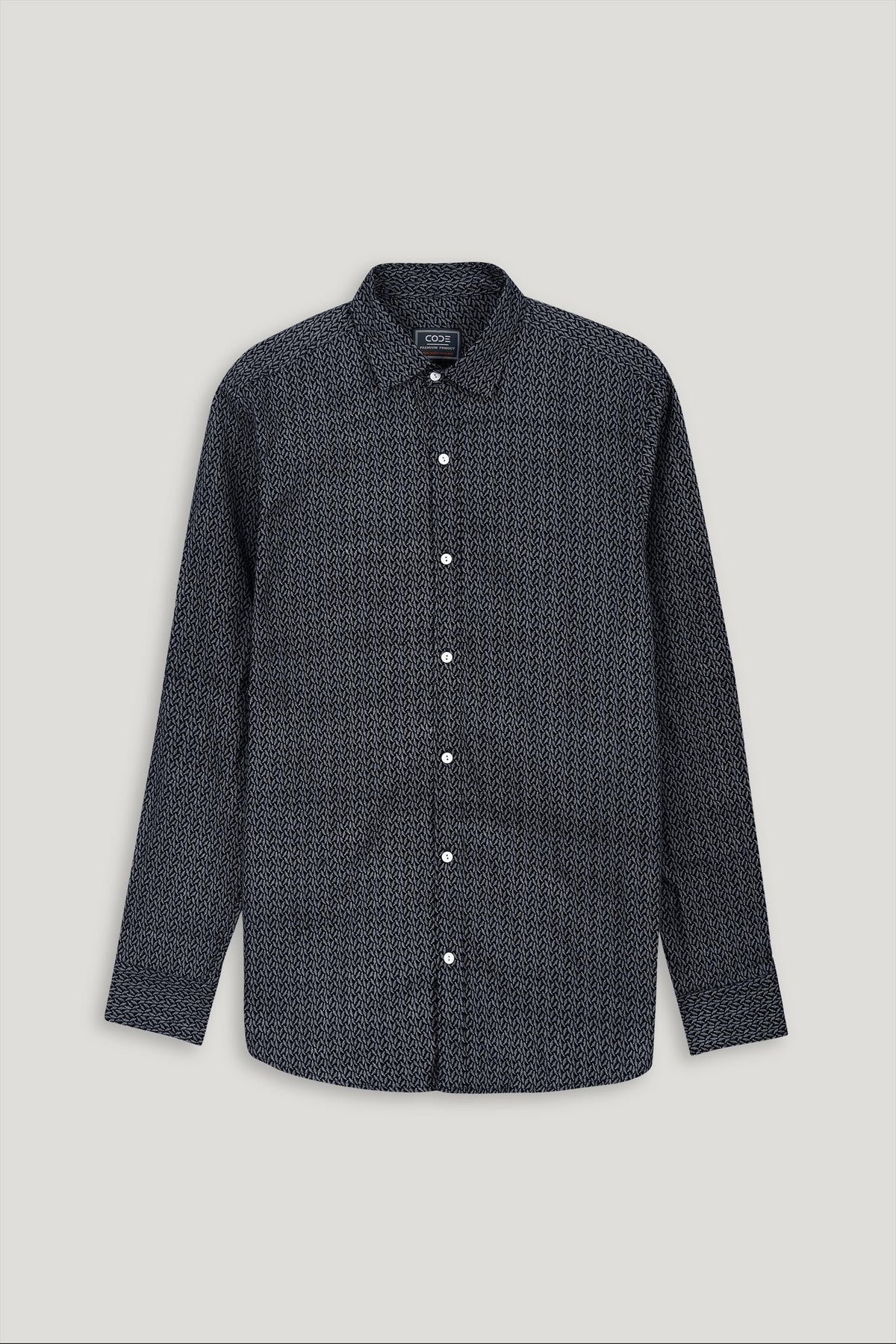 PRINTED BLUE NAVY CASUAL SHIRT