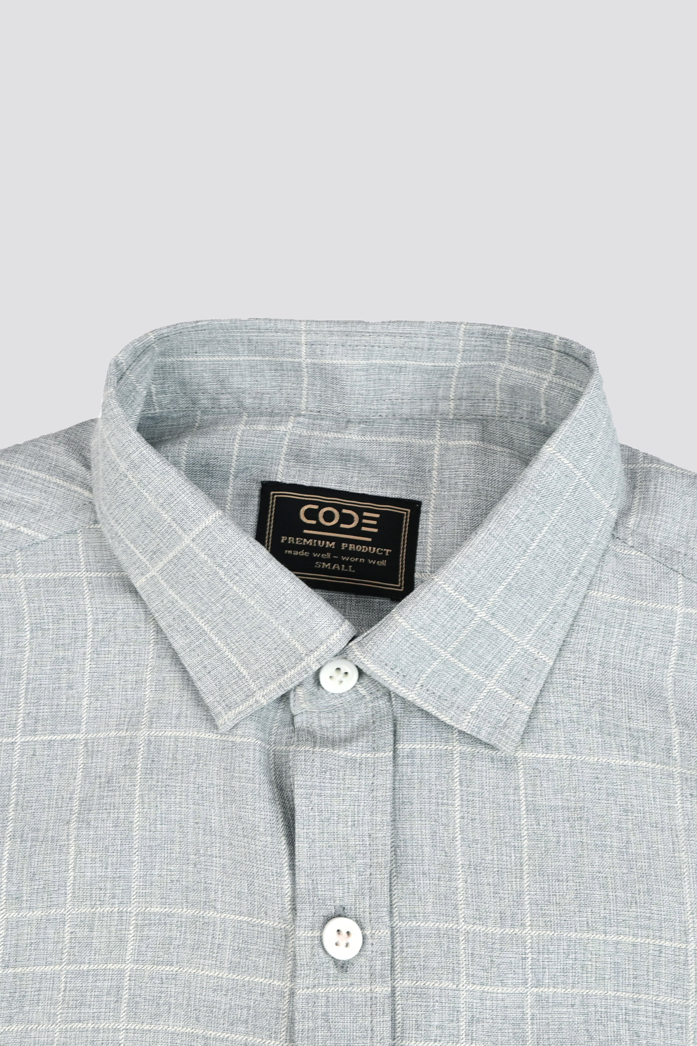 LIGHT GREY CHECK CASUAL SHIRT