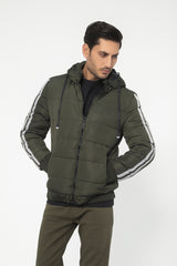 ARMY GREEN HOODED PUFFER JACKET