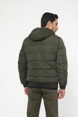 ARMY GREEN HOODED PUFFER JACKET