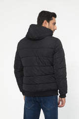 BLACK HOODED PUFFER JACKET