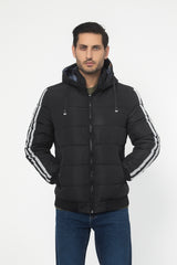 BLACK HOODED PUFFER JACKET