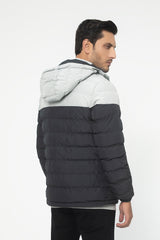 L-GRAY DOUBLE SIDED HOODED PUFFER JACKET