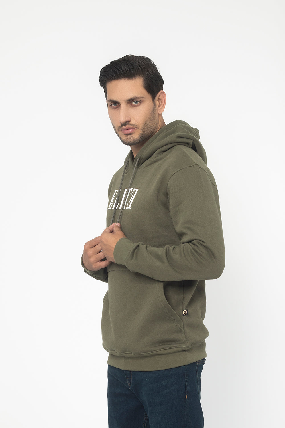 ARMY GREEN FLEECE FABRIC MEN'S HOODIE